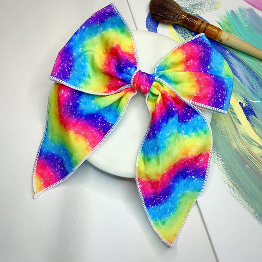 Tie Dye Rainbow 5.5in Serged Hand Tied