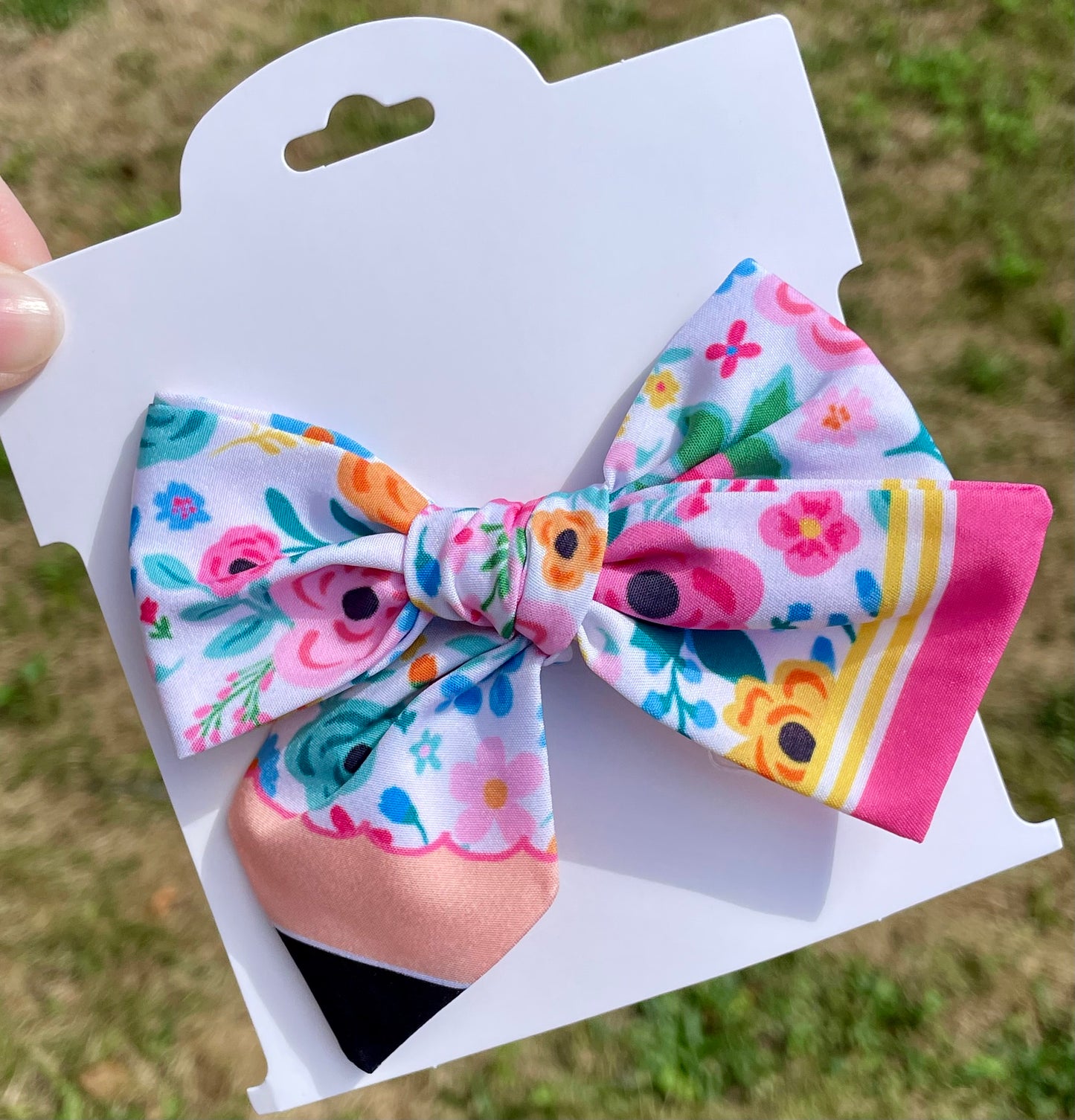 Bright Floral Pencil 5in Hand Tied Bow