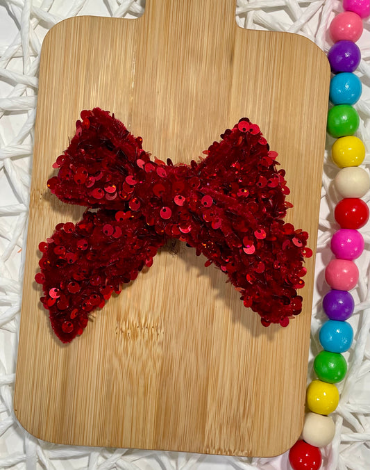 Red Sequin Velvet 5in Hand Tied