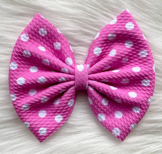 Hot Pink Polka Dots Fabric Bow