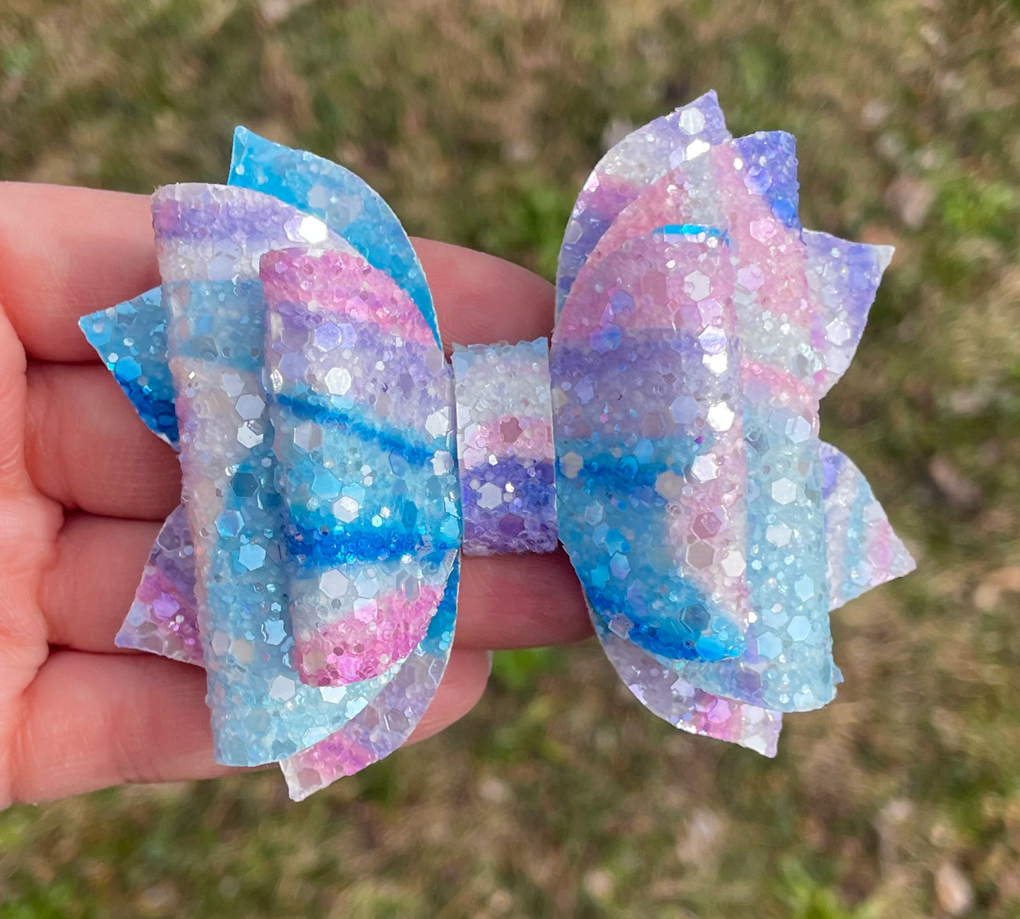 Blue & Pink Oil Spill Glitter 3.5in Jasmine Bow