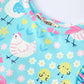 Aqua Spring Chicken Floral Farm Dress