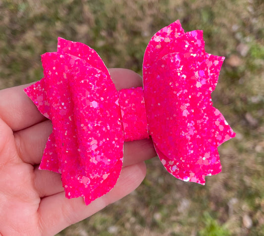 Lollipop Pink Glitter 3.5in Jasmine Bow