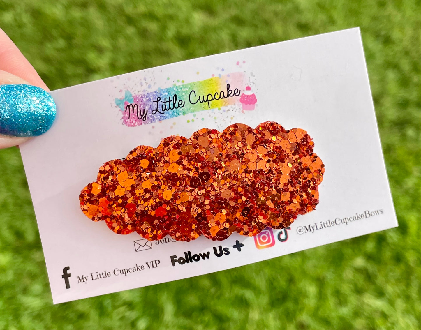 Dark Pumpkin Orange Glitter Snap Clip