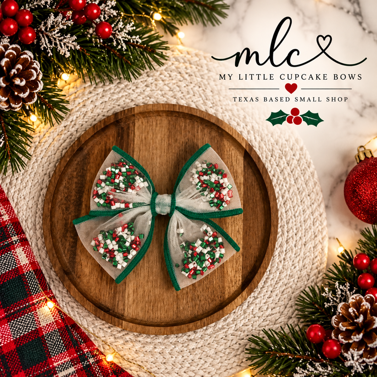 Christmas Sprinkle Shaker Bow