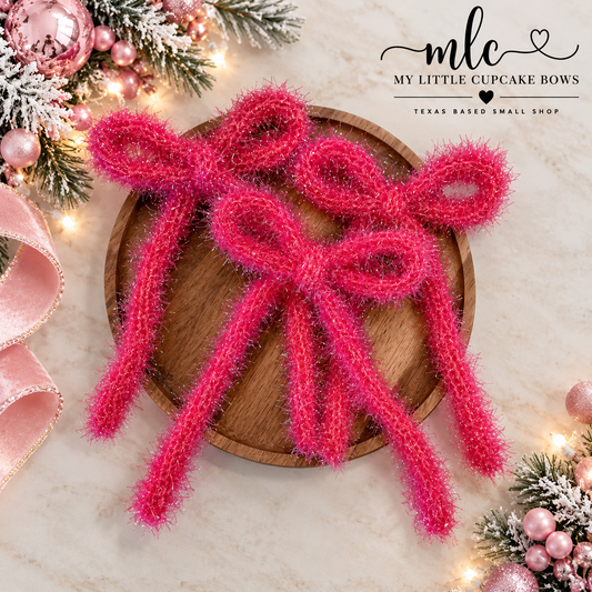 Hot Pink Tinsel Velvet Long Tail