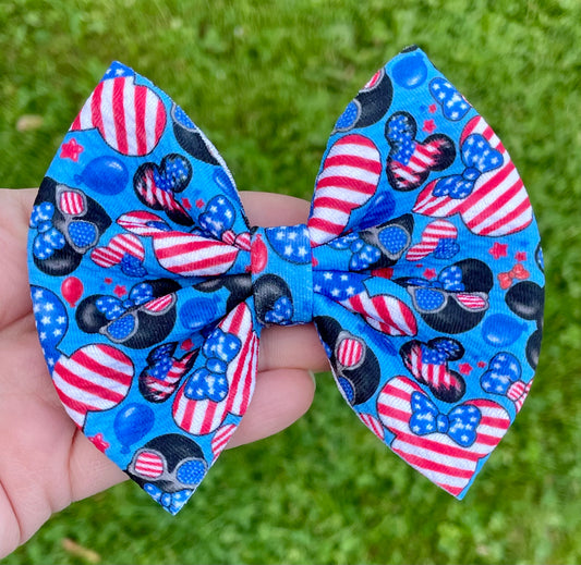 Patriotic Mouse Fabric Bow