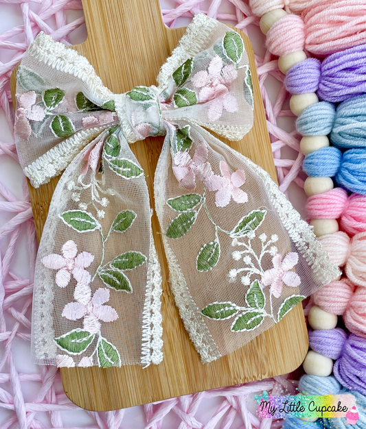 Pink Floral Organza Chunky Tail
