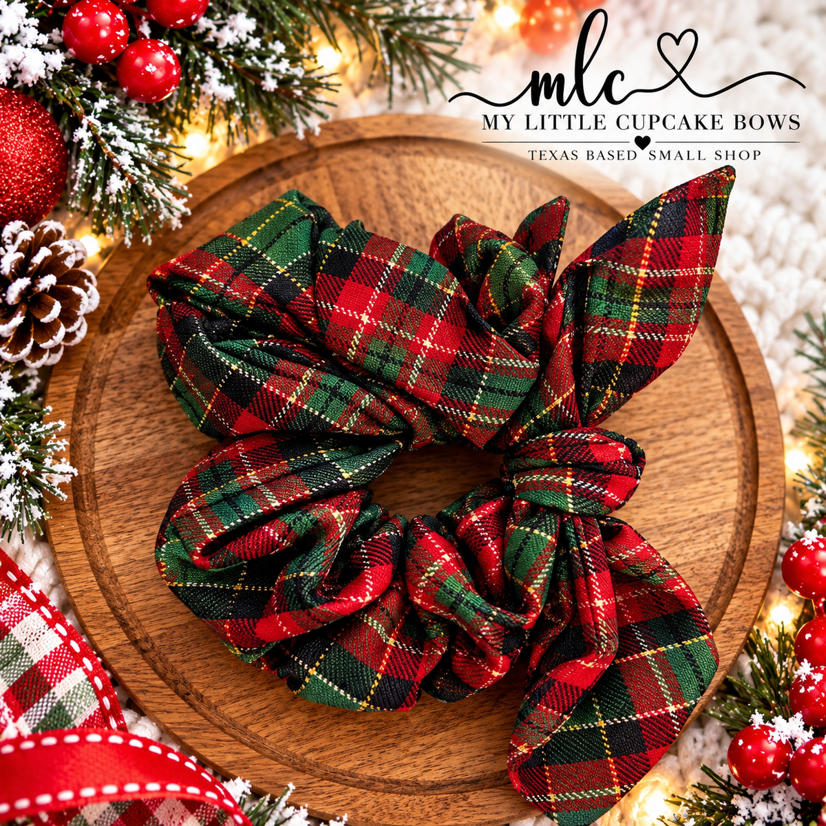 Evergreen Christmas Plaid Scrunchie