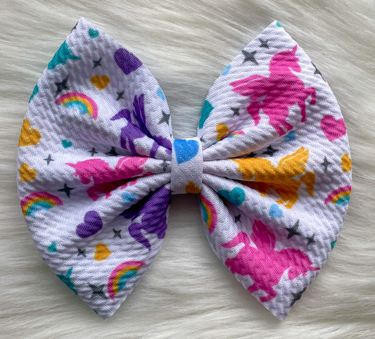 Dancing Unicorn Fabric Bow