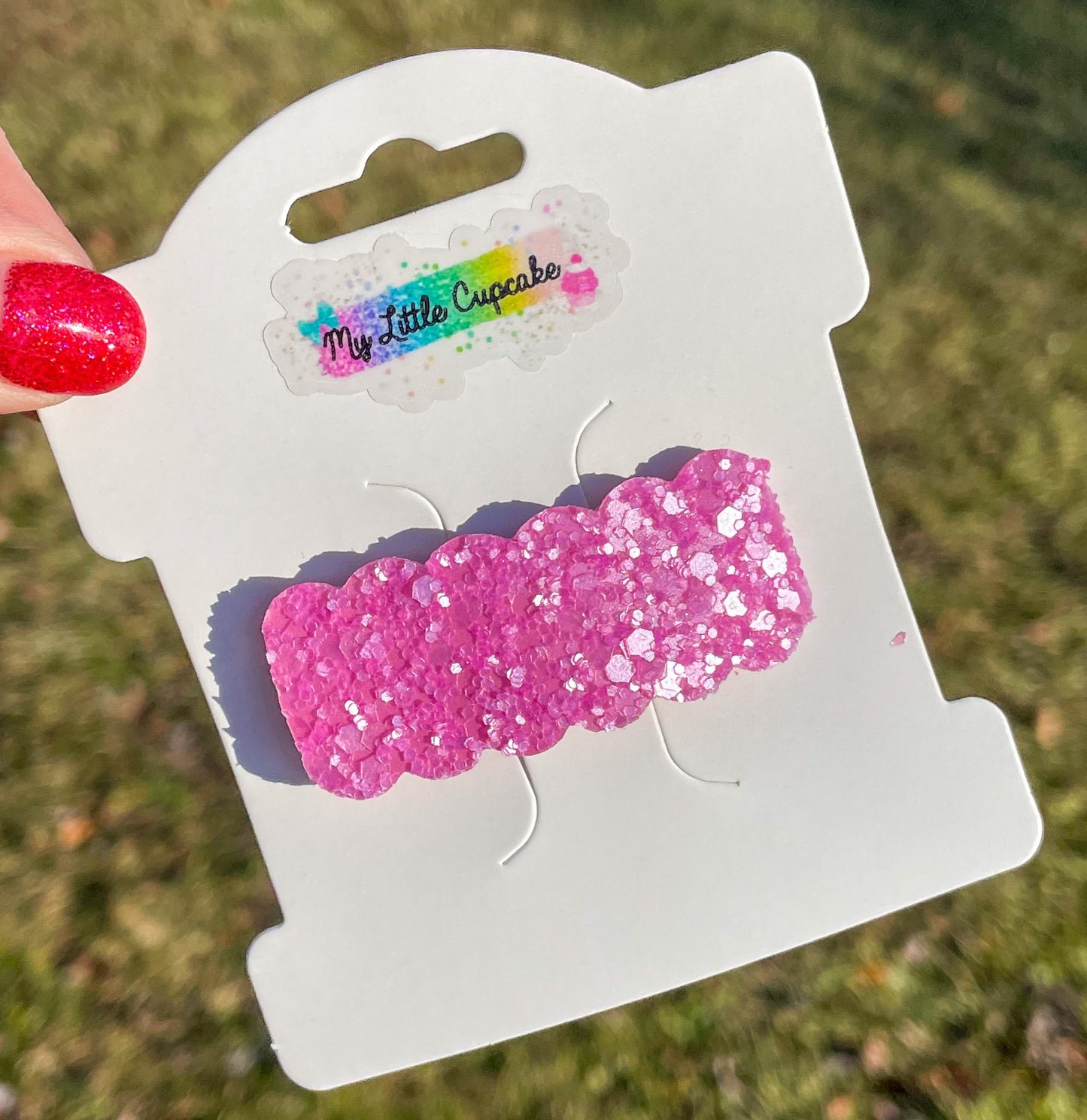 Pearlescent Pink Glitter Snap Clip