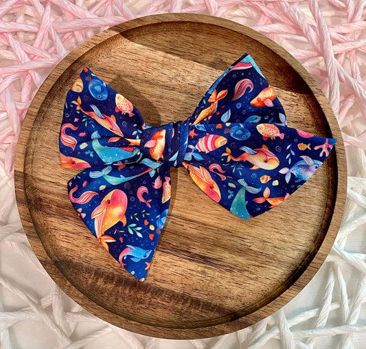 Navy Sea Creatures 5in Hand Tied