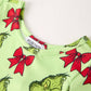 Mean Green Guy with Red Bows Twirl Dress