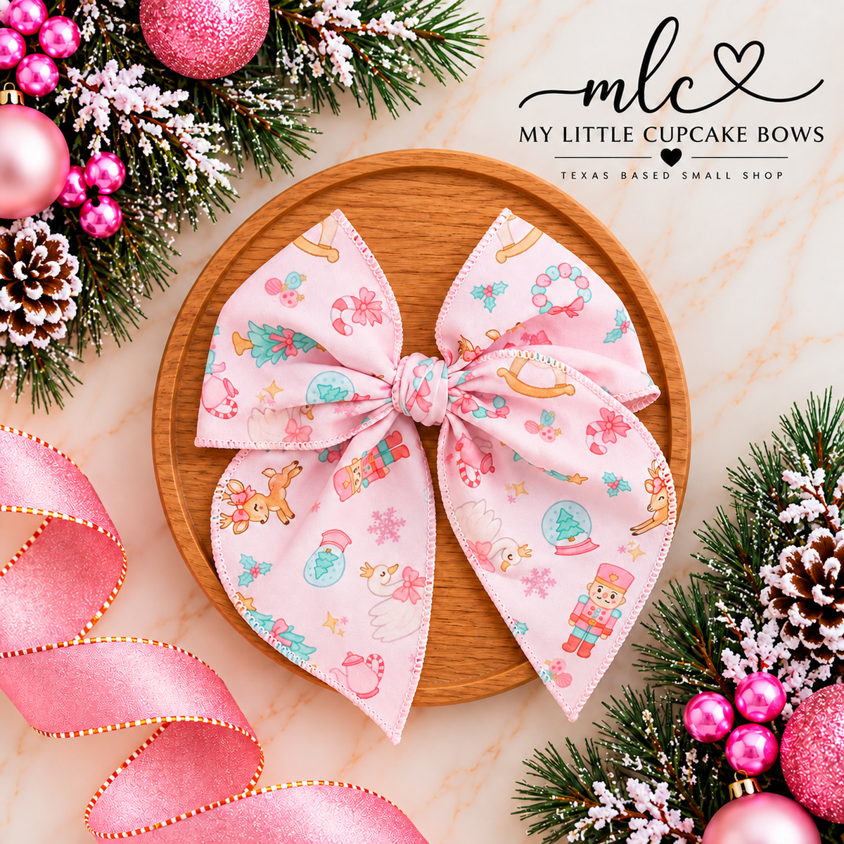 Pinkmas Things 5.5in Serged Bow