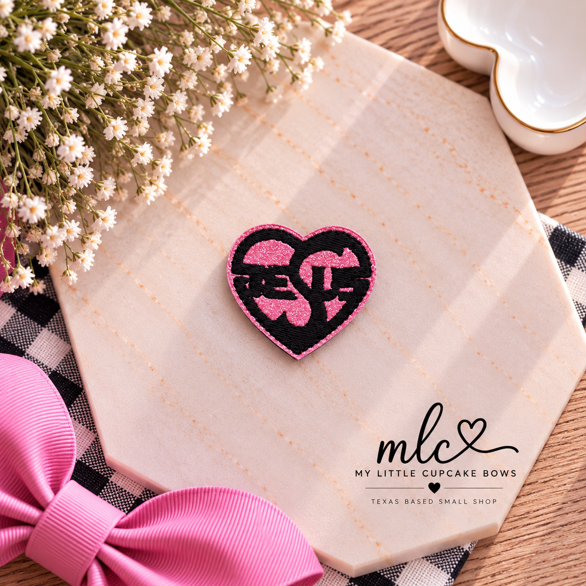 Pink Jesus Heart Feltie Clip
