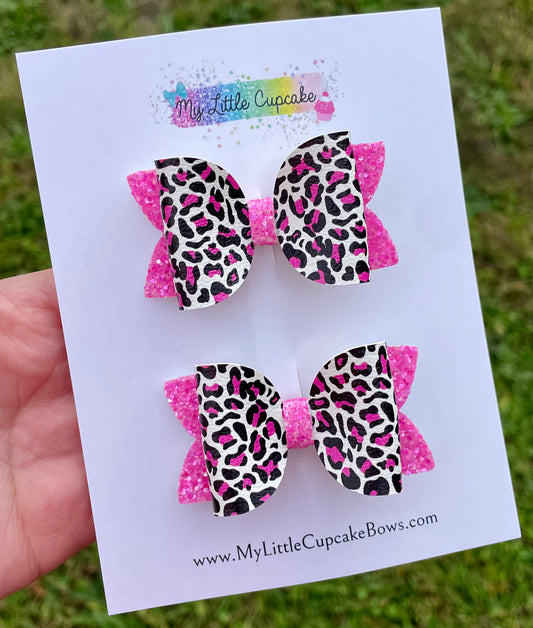 Leopard/Hot Pink Glitter 2.5in Beauty