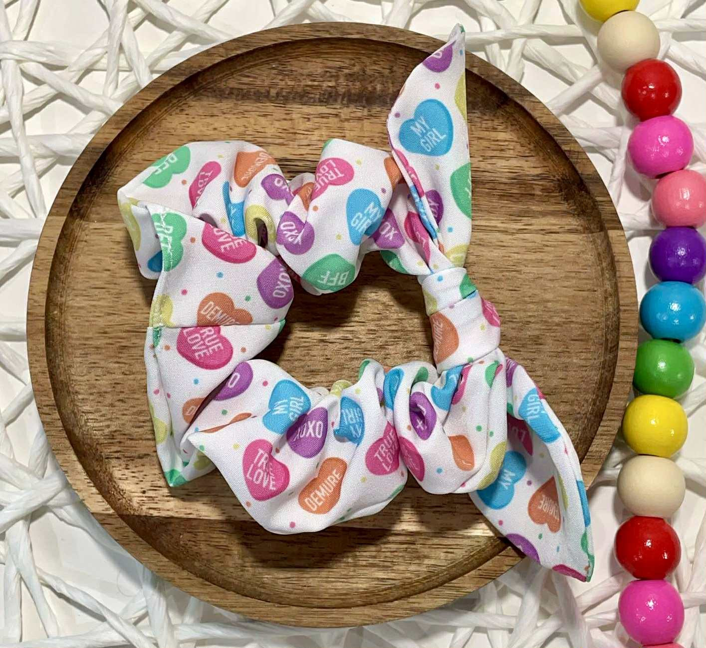 Conversation Hearts Scrunchie