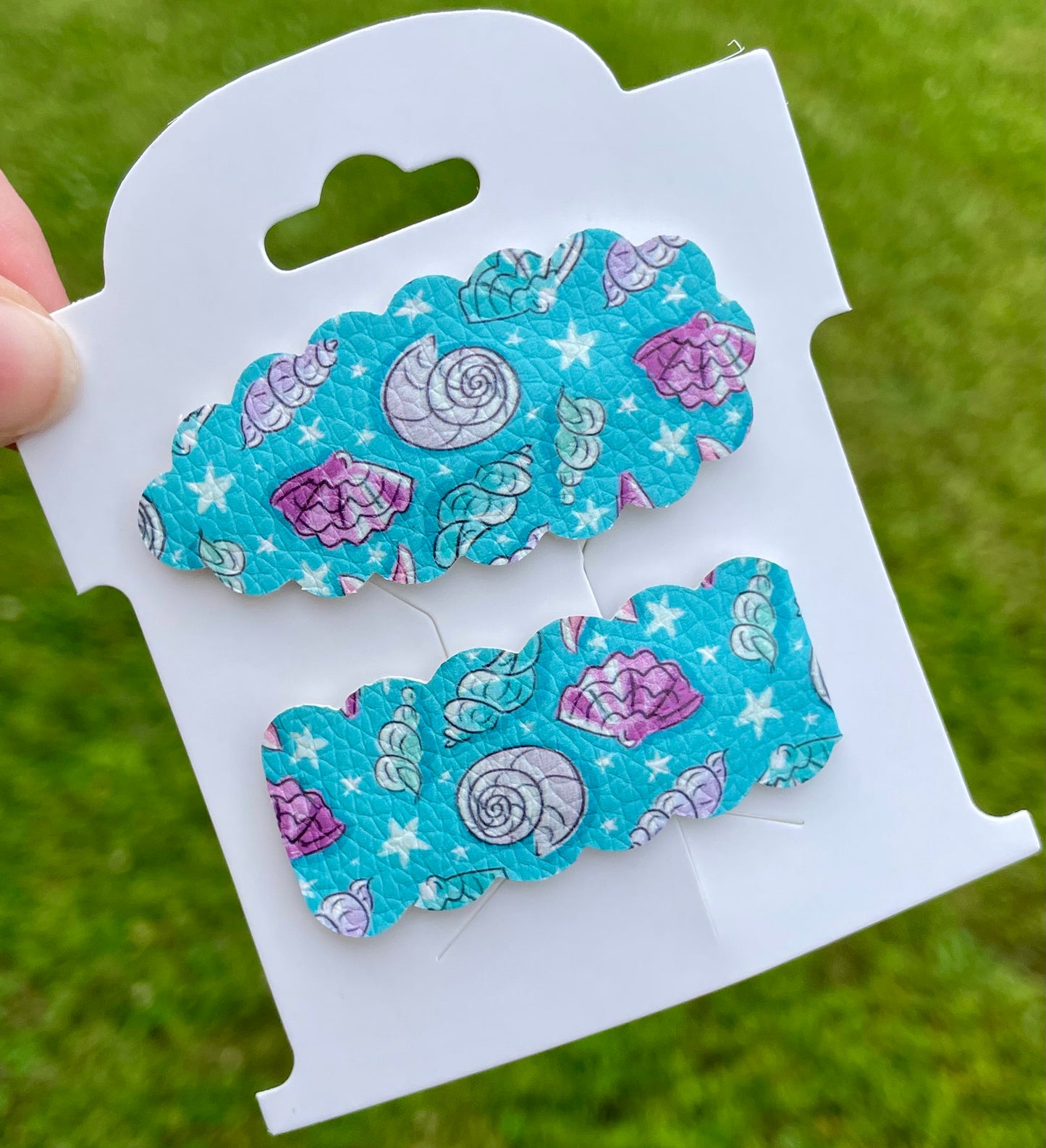 Aqua & Purple Seashells Snap Clips