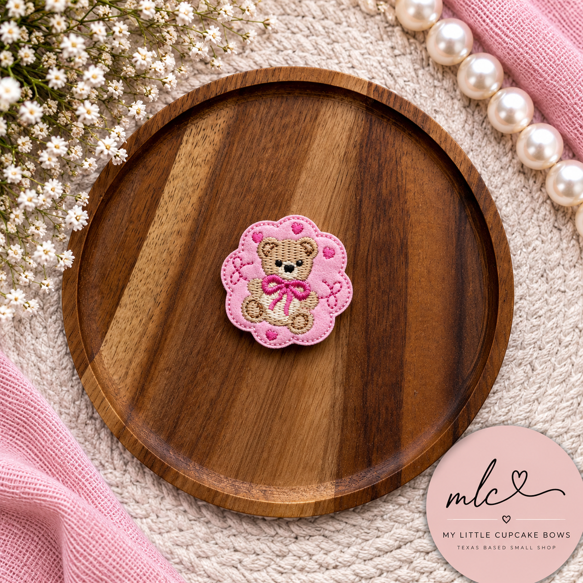 Pink Bows Beart Feltie Clip