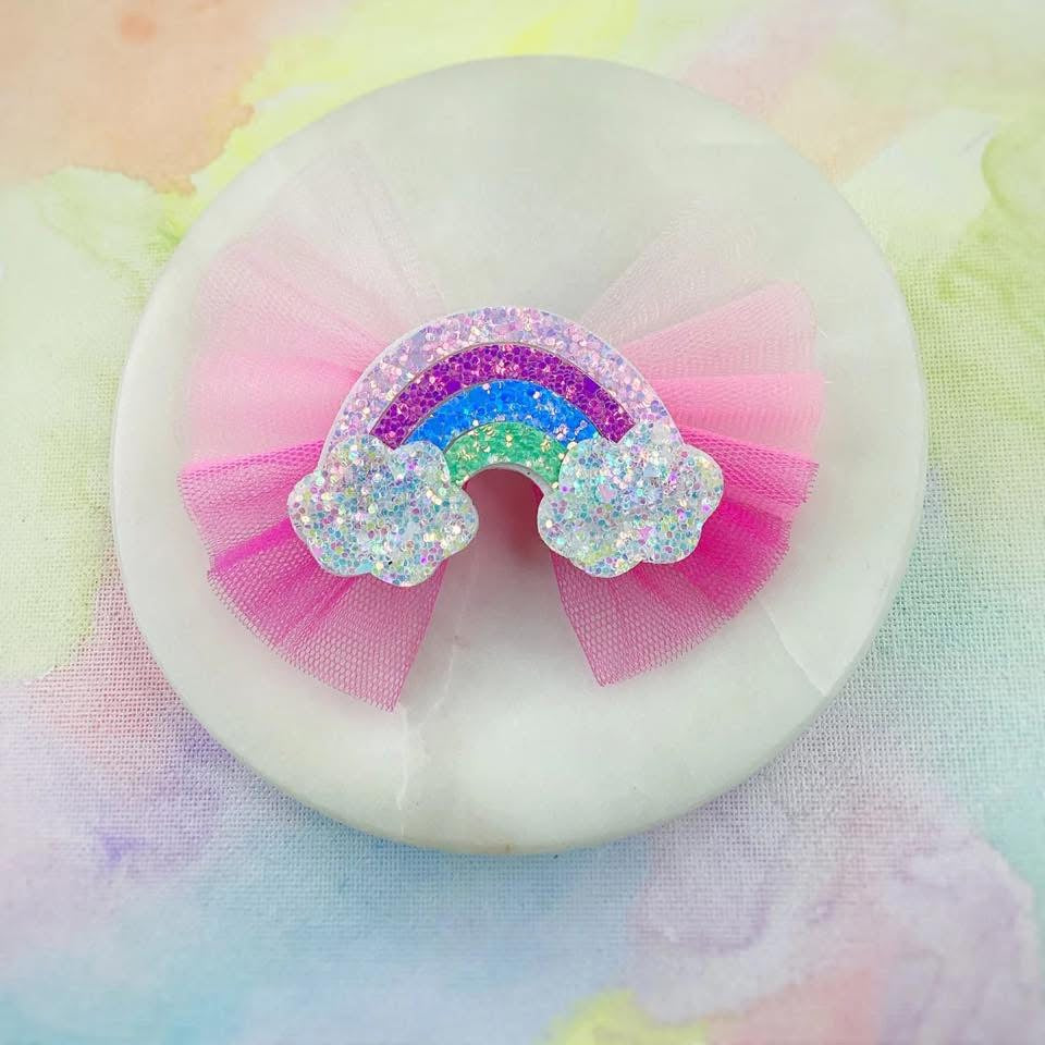 Pastel Rainbow Tulle Bow