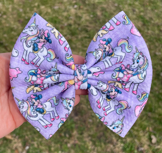 Minnie Unicorn Purple Fabric Bow