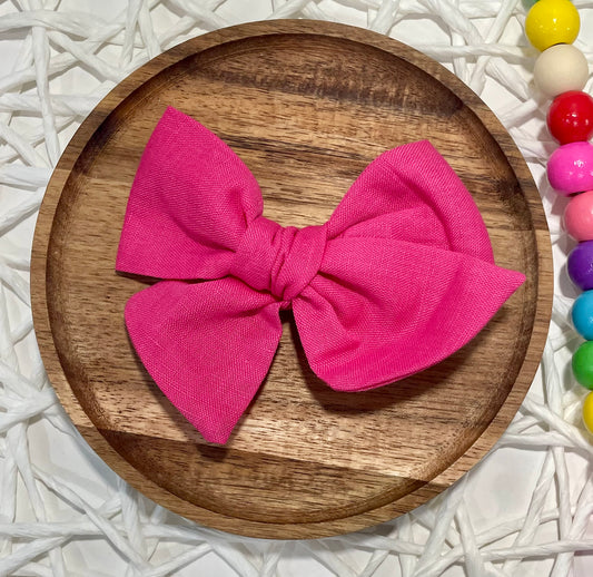 Hot Pink Linen 5in Hand Tied