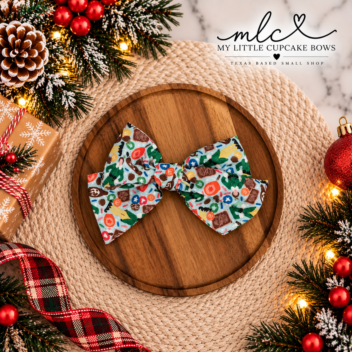 Elf Treats Hand Tied Bow