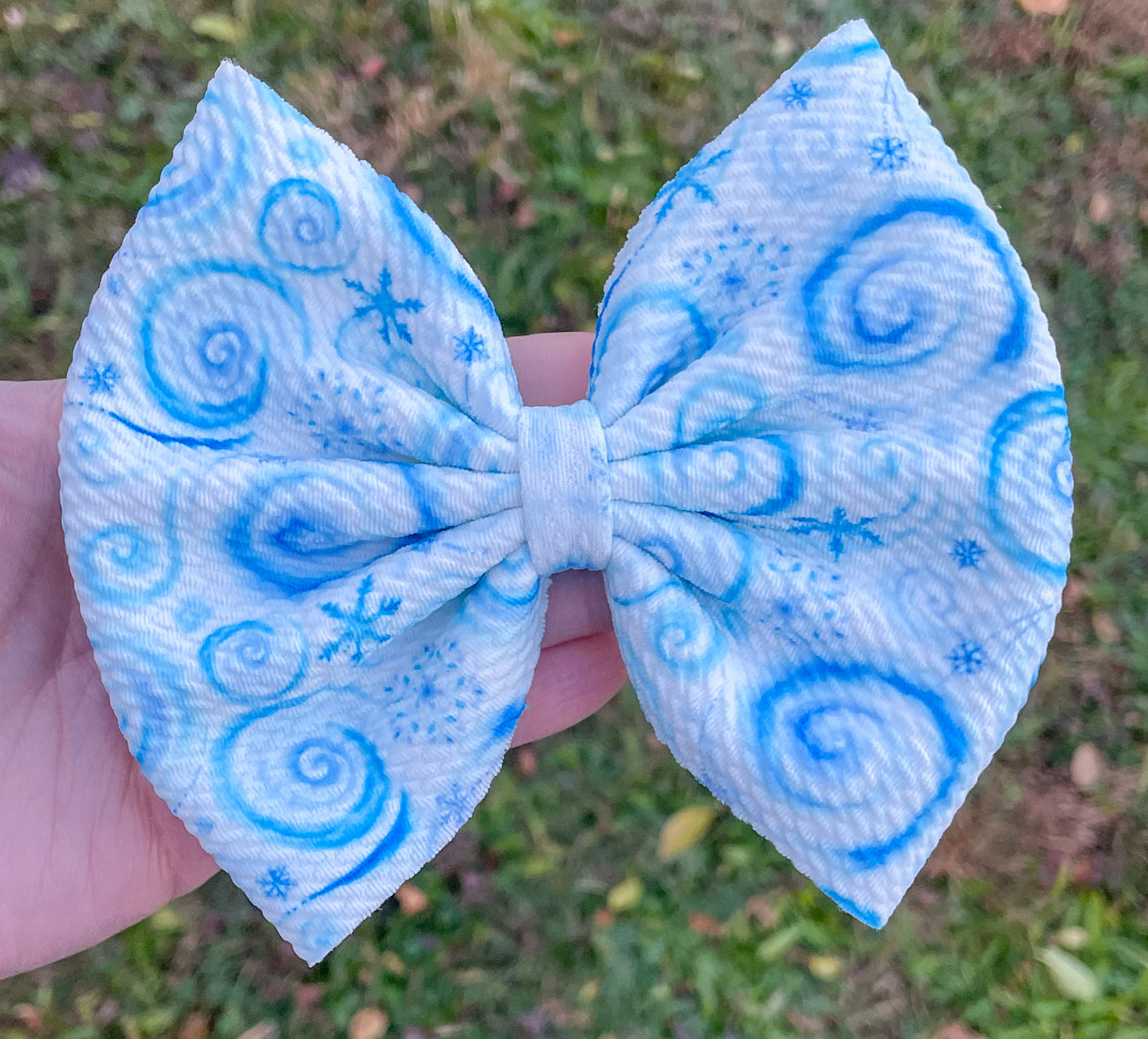 Frozen Swirls Fabric Bow