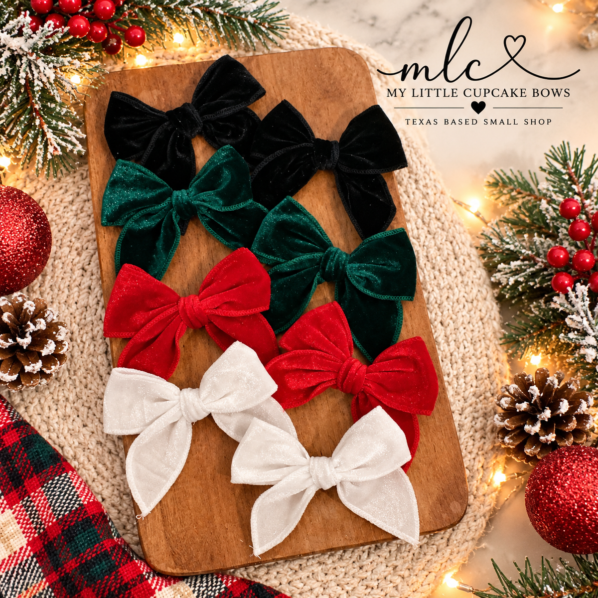 Holiday Velvet Mini Hand Tied Sailor Bows