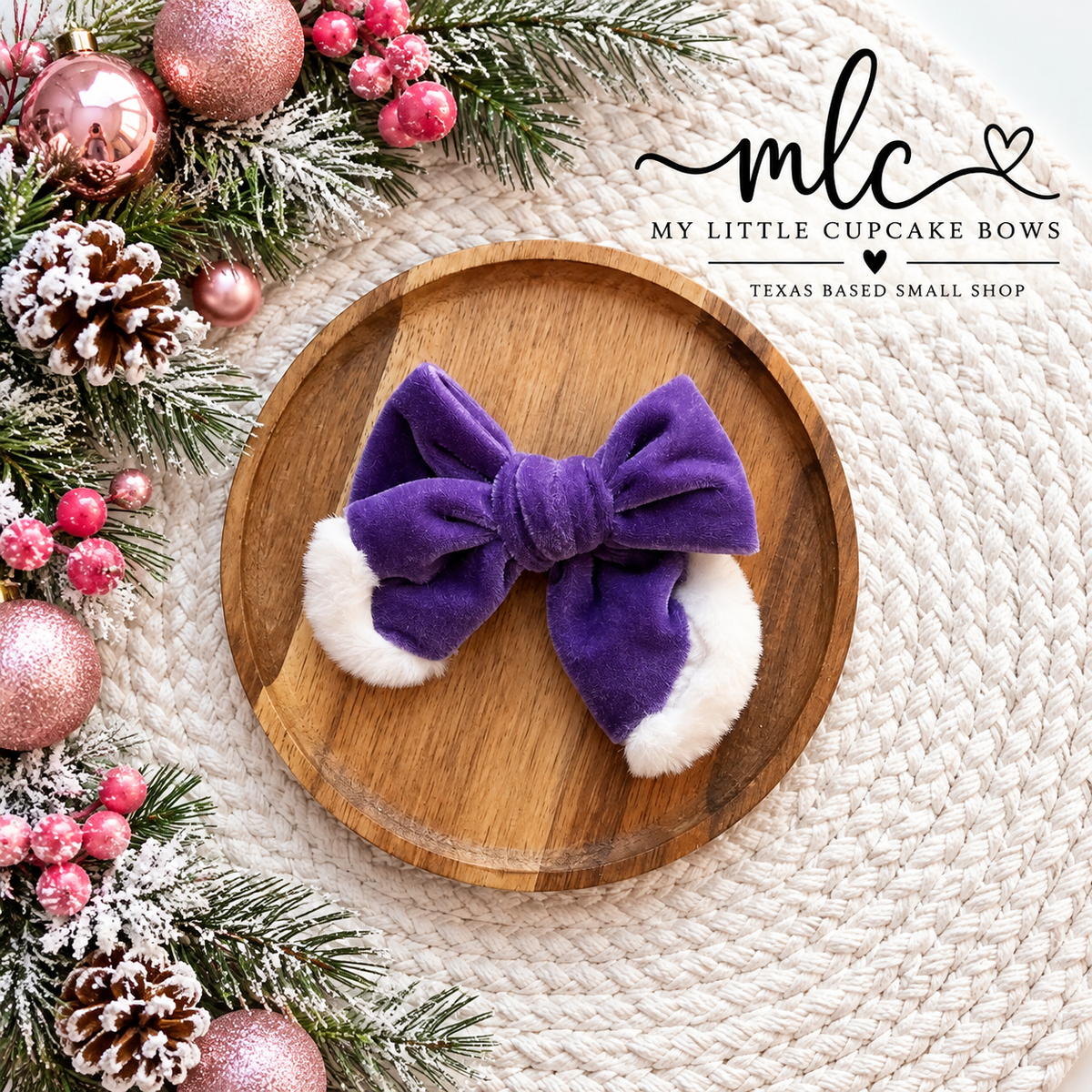 Pinkmas Santa Velvet Hand Tied Bows
