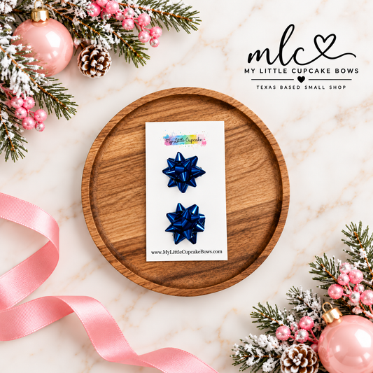 Royal Blue Solid Micro Gift Bow Clip Set