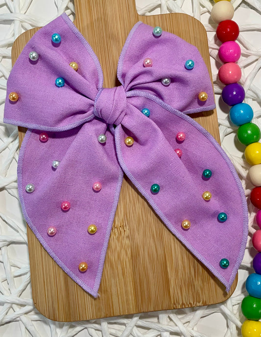 Purple Linen Pearled 5.5in Serged