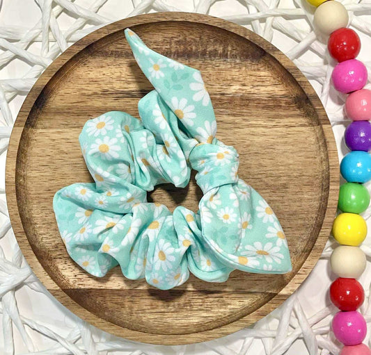Aqua Daisies Scrunchie