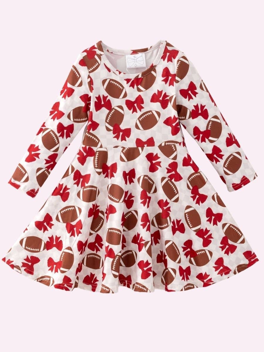 Footballs & Bows Twirl Dress