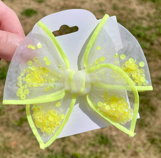 Yellow Glitter Shaker Bow