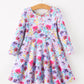 Watercolor Floral Ruffle Hem Twirl Dress