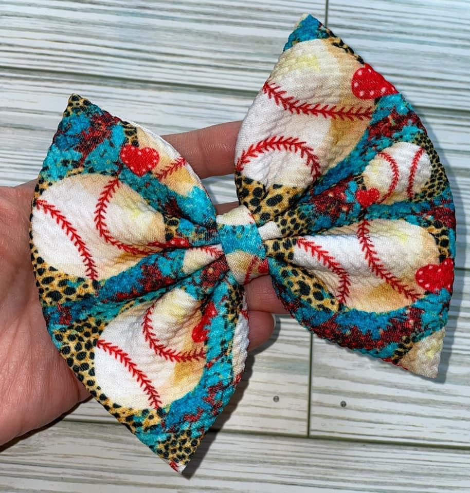 Baseball with Bow Fabric Bow