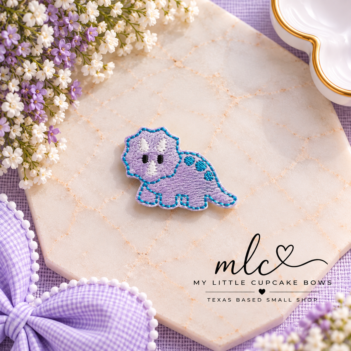 Purple Holo Dino Feltie Clip