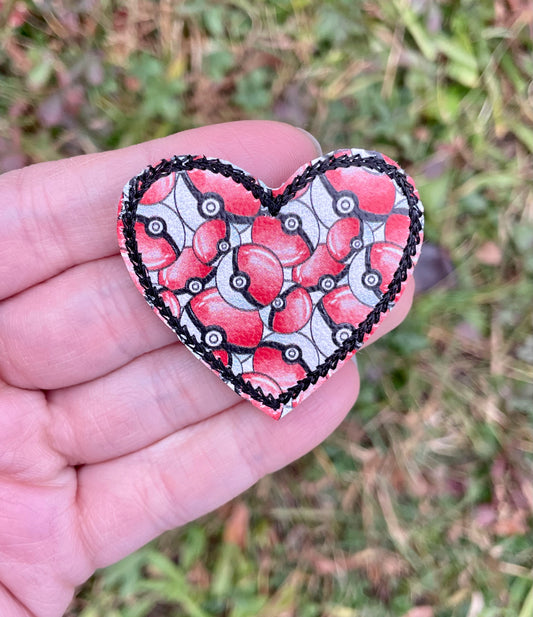 Pokeball Heart Feltie Clip