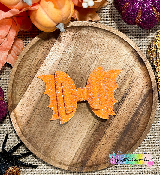Orange Glitter 3.5in Bat Bow