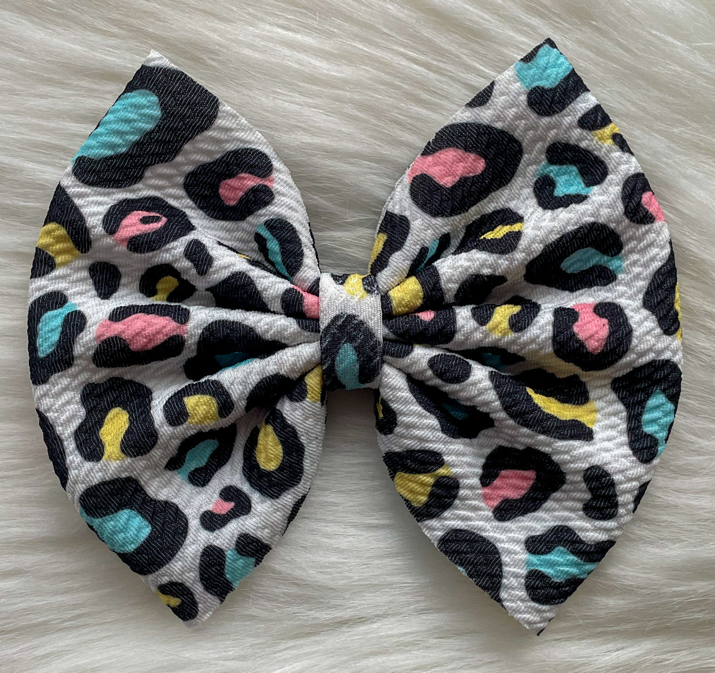 Pastel Rainbow Leopard Fabric Bow