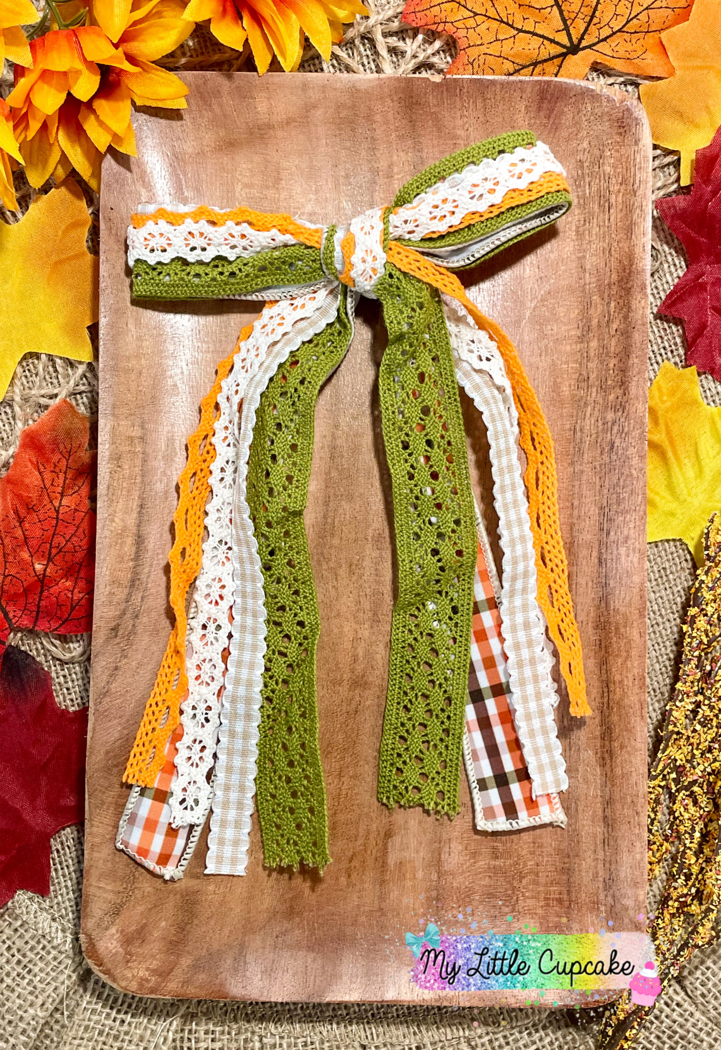 Fall Plaid Ribbon Funky Bow