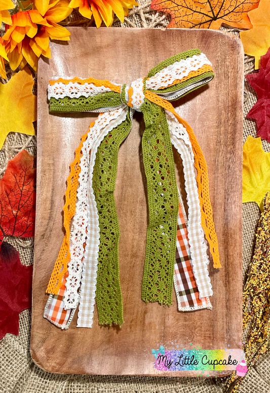 Fall Plaid Ribbon Funky Bow