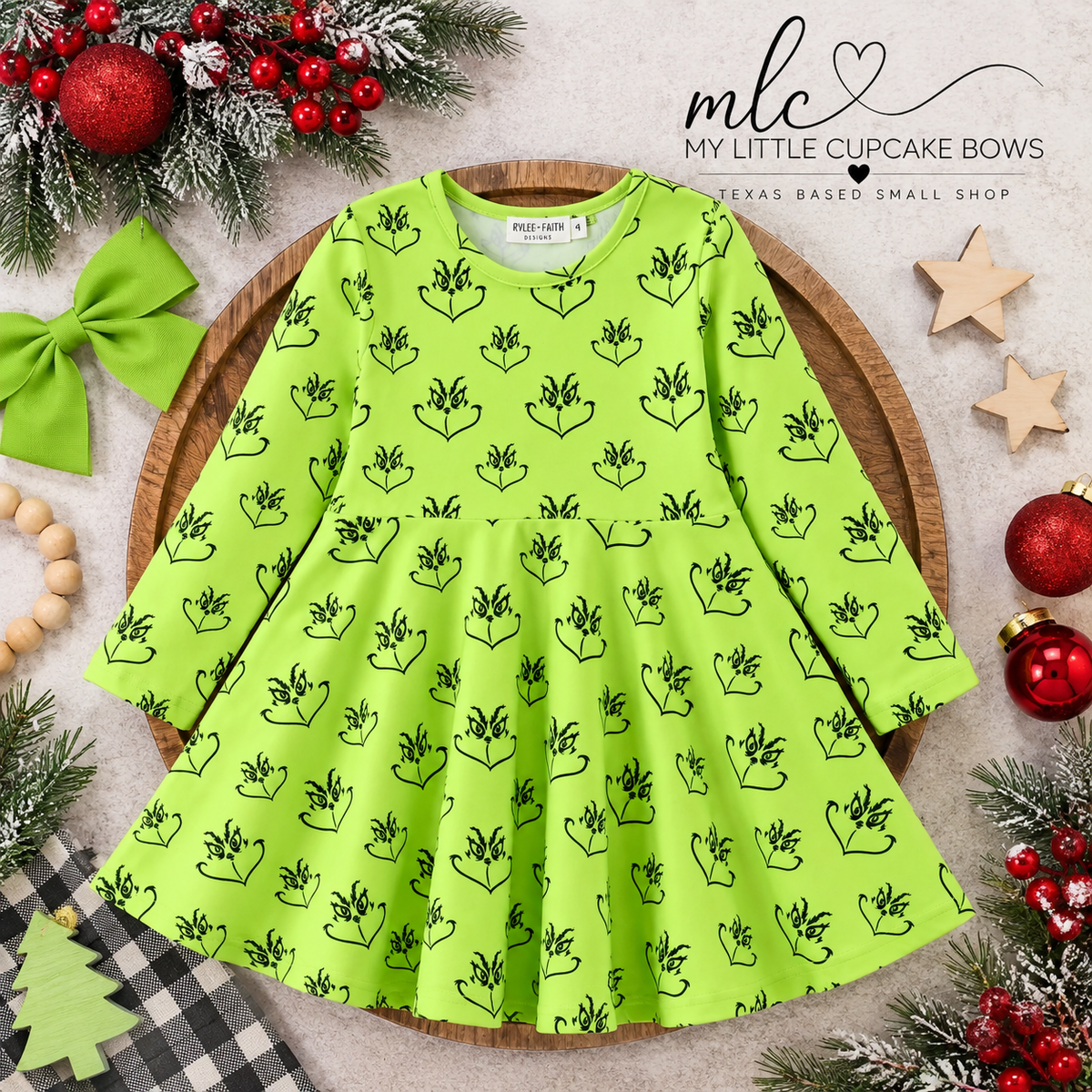 Green Guy Faces Twirl Dress