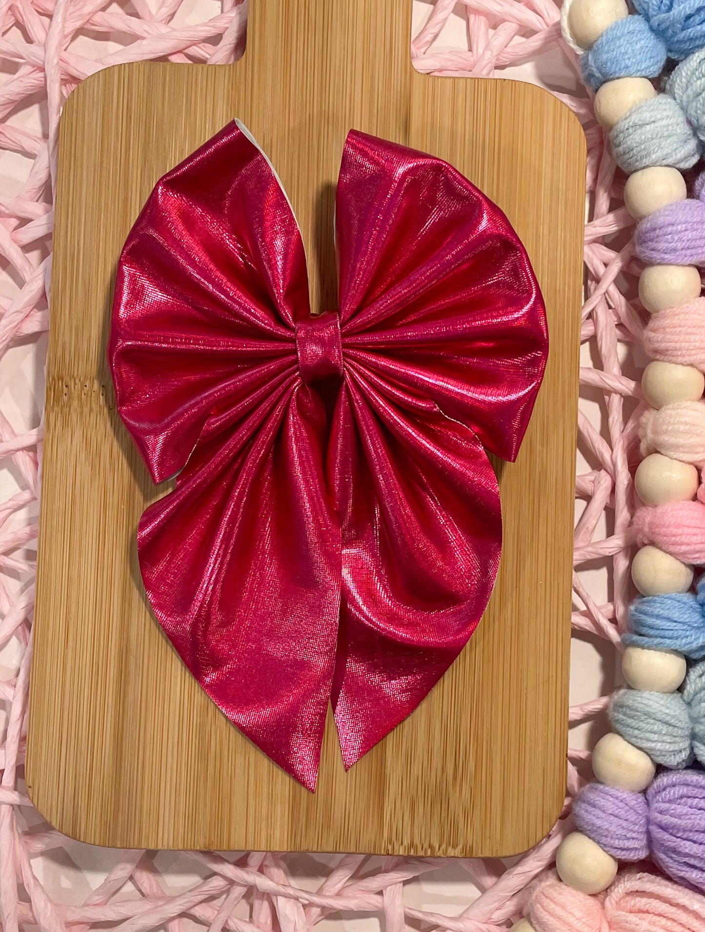 Rose Holo Fabric Bow