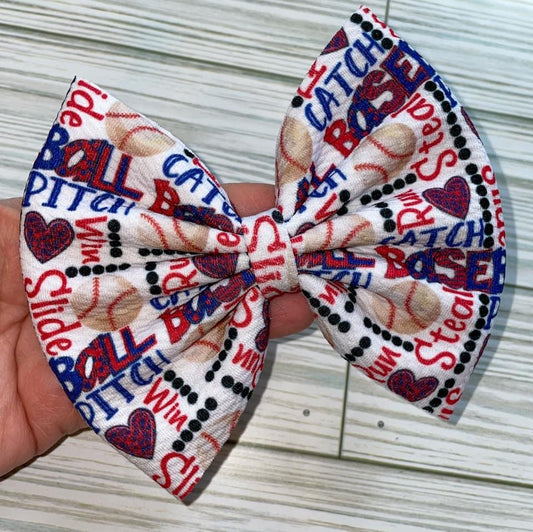 Play Ball Fabric Bow