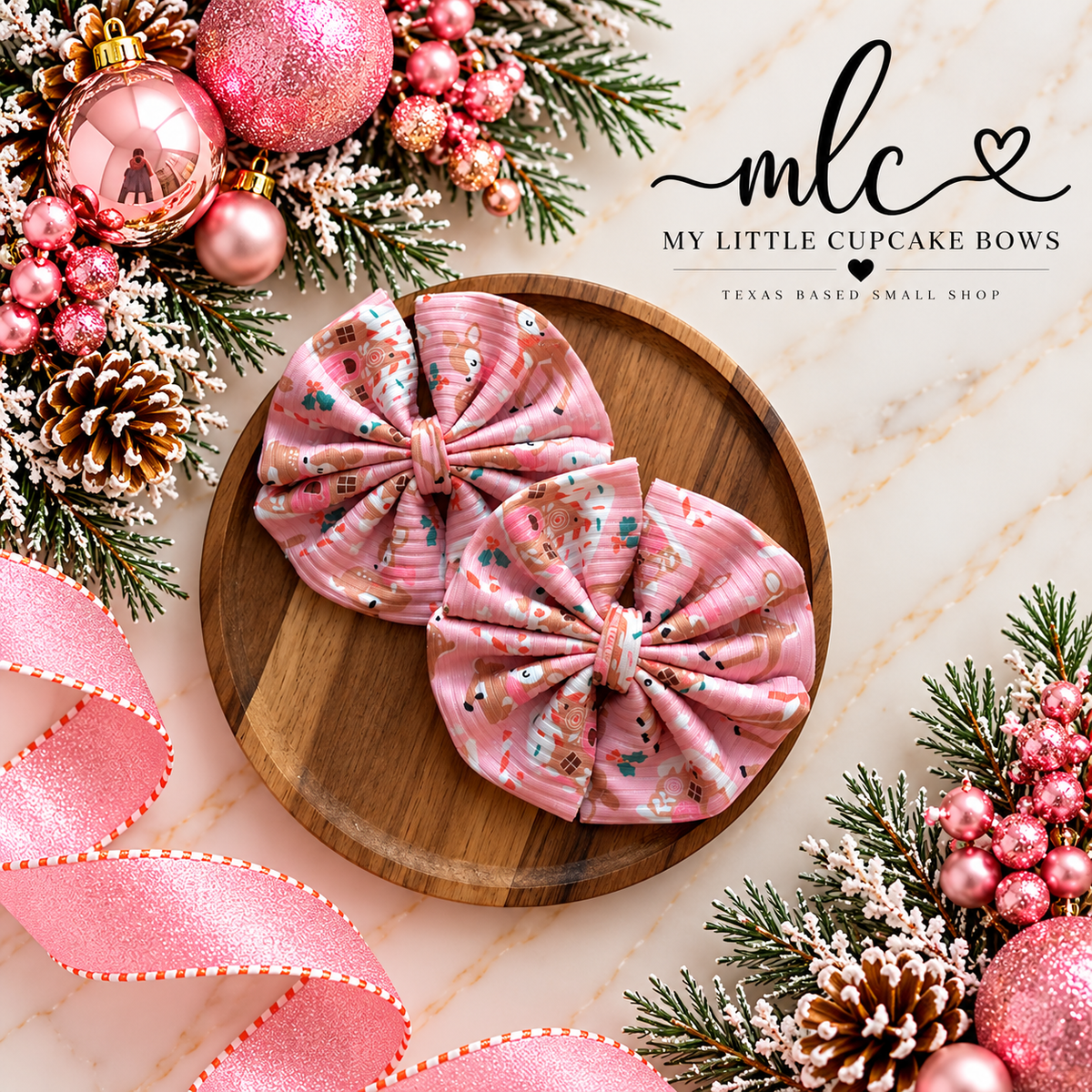 Pinkmas Ribbed Messy Bow Sets