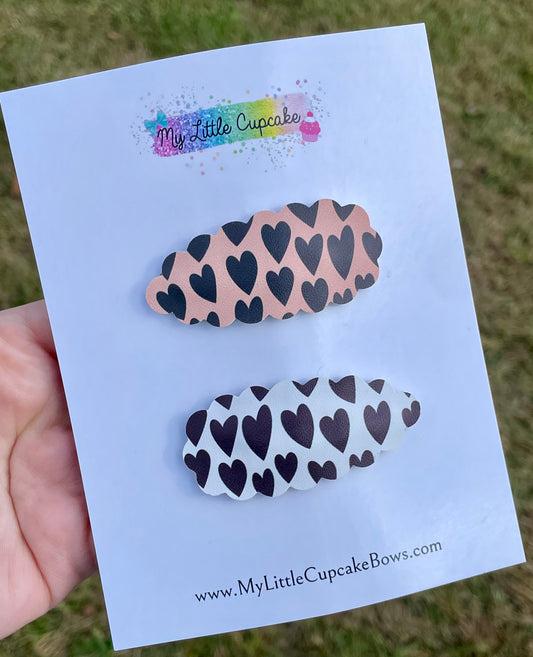 Neutral Hearts Snap Clips