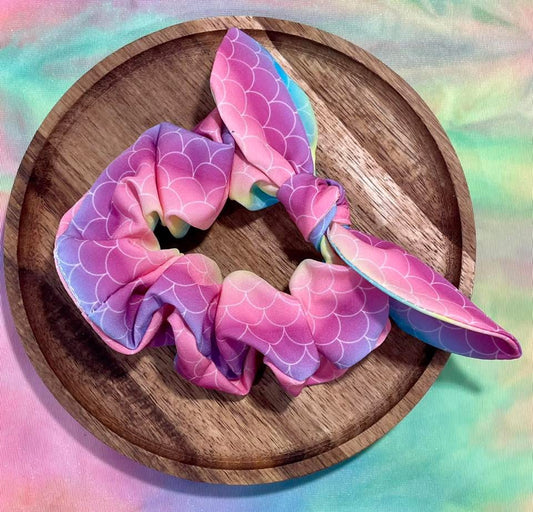 Rainbow Ombre Mermaid Scales Scrunchie