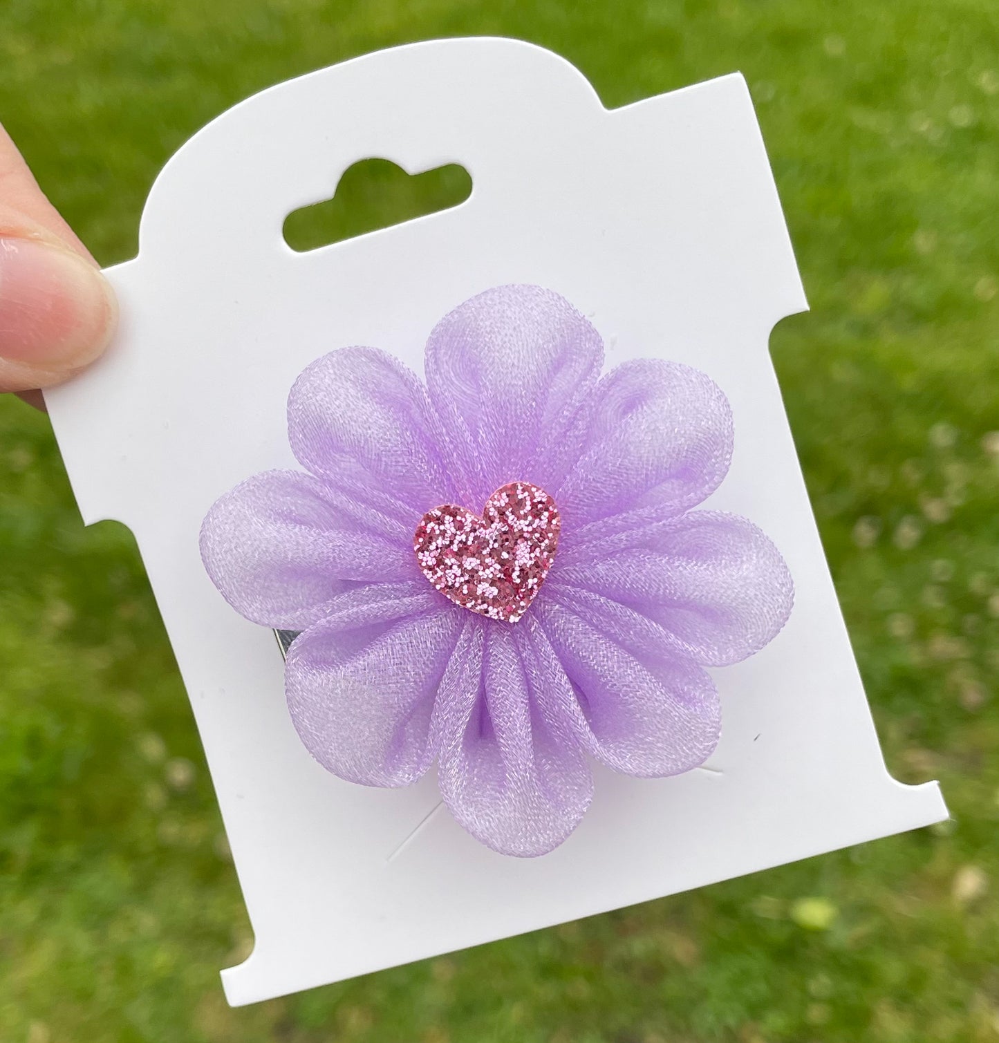 Purple Tulle Flower Sculpture Clip